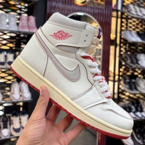 نایک ایر جردن ۱ ساقدار کرم قرمز Nike Air Jordan 1 High OG Rare Air Sail Cinnabar
